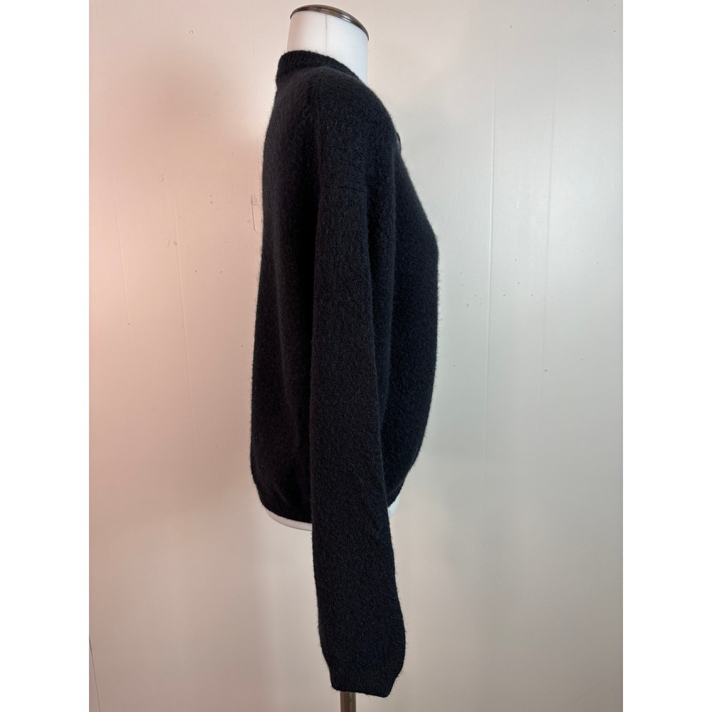 J. Crew Cardigan Sweater Medium Black Button Front Alpaca Wool Knit Sweater - Picture 6 of 11